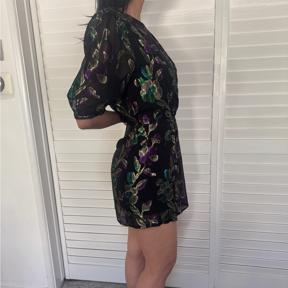 ba&sh Black Dress with Purple and Green Floral Pattern - Picture 9 of 9